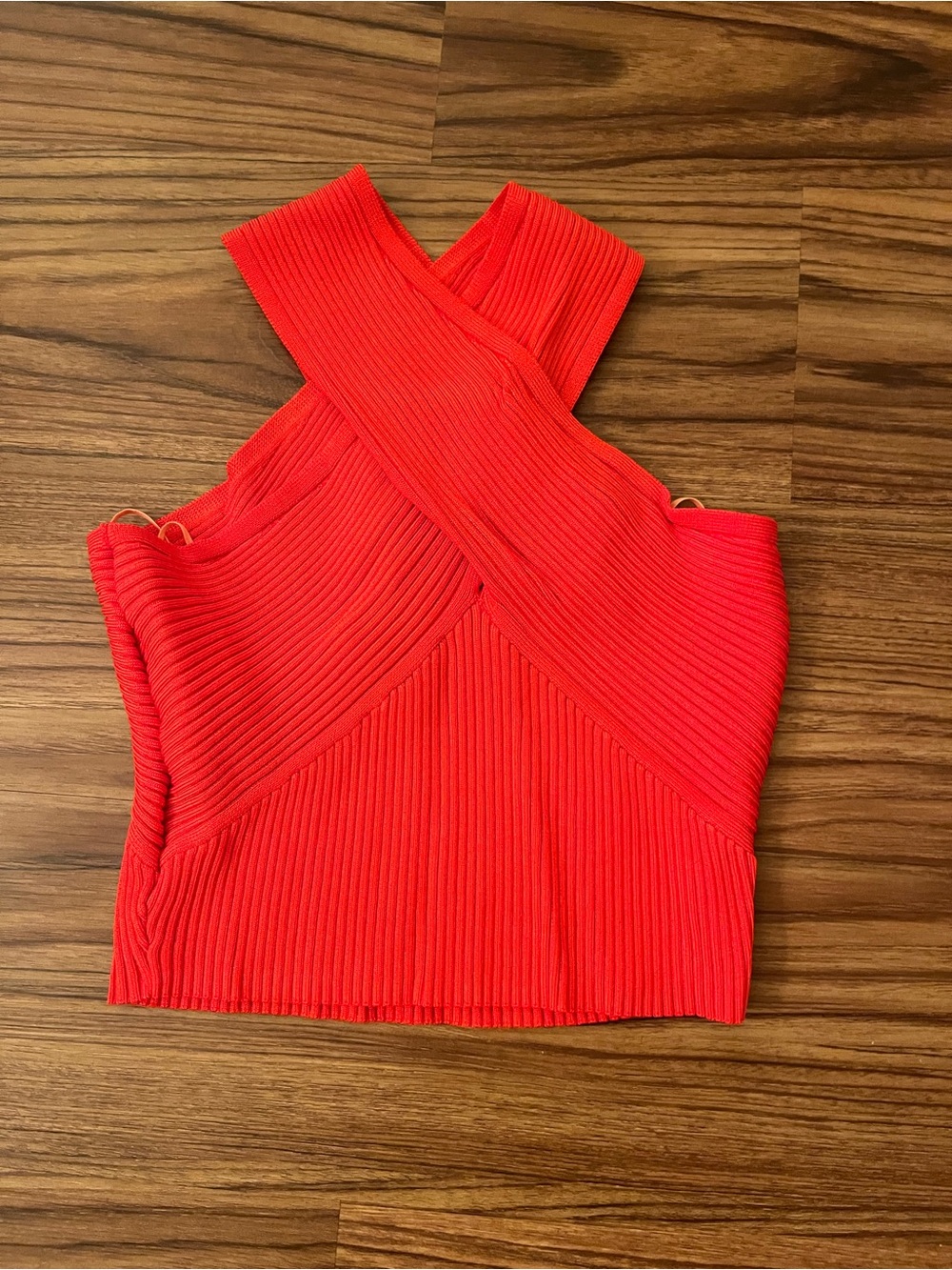 Women’s Ribbed Cross-Back Crop Top - Red